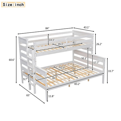 Acosure Solid Wood Twin XL Over Queen Bunk Bed with Ladder and Slat Support,Bedroom Detachable Bed Frame w/Easy Assembly & No Box Spring Required,for Kid Adult Boy Girl Teen,White