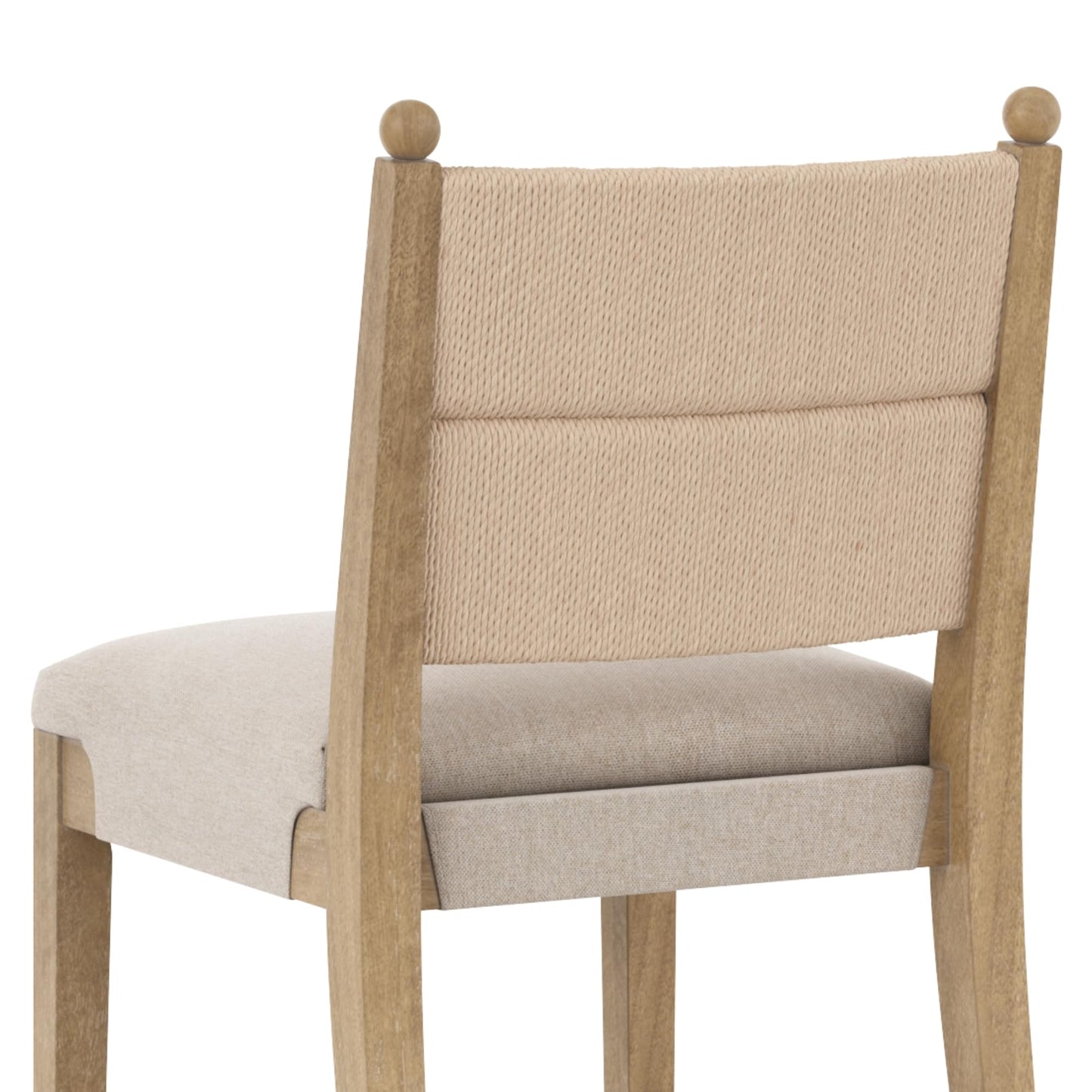 Nathan James Cove Seagrass Counter Stool Wood Upholstered Bar Stool with Natural Flax Cushion and Seagrass Backrest, Light Brown