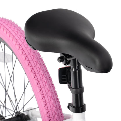 JOYSTAR 24 Inch Kids Bike Freestyle BMX Bikes for 8-12 Years Boys Girls and Beginner Riders, 24 Inch Bikes with Pink Tires, White Frame