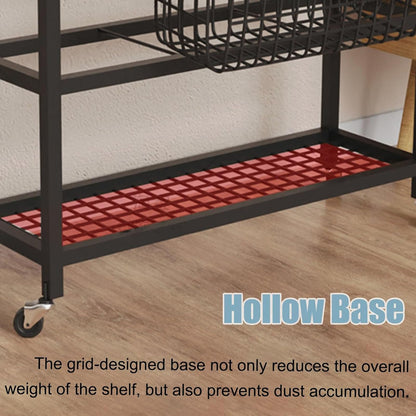 GAZOGJ Metal Gym Equipment Storage Rack with Wheels, Organizer for Yoga Mat, Block, Foam Roller, Resistance Band, Dumbbell, Kettlebell, Space-Saving Home Workout Solut,White