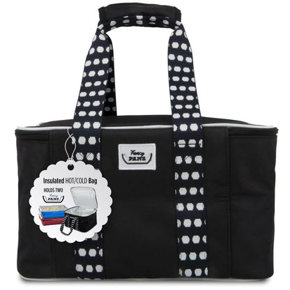 Fancy Panz - Black Insulated Casserole Carrier Bag - Insulated Thermal Bags for Hot & Cold Food Holds 2 Standard Size Fancy Panz - 2 Pockets - Food Container - Hosting Essentials