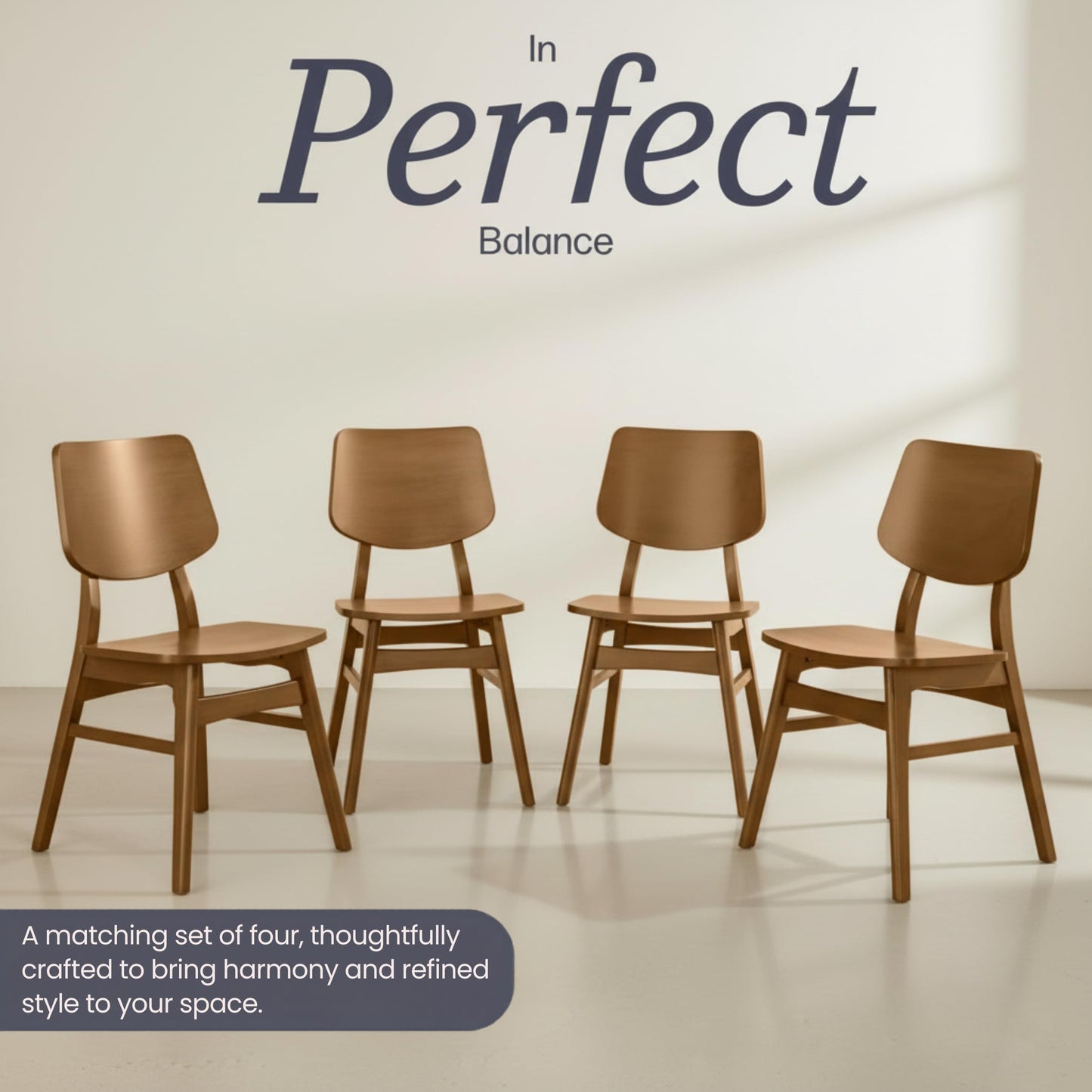 Alaterre Furniture Calais Mid Century Modern Dining Chairs Set of 4 - Solid Wood Chair Set with Armless Design - Mid Century Modern Furniture for Dining Room and Kitchen (Pecan Finish)