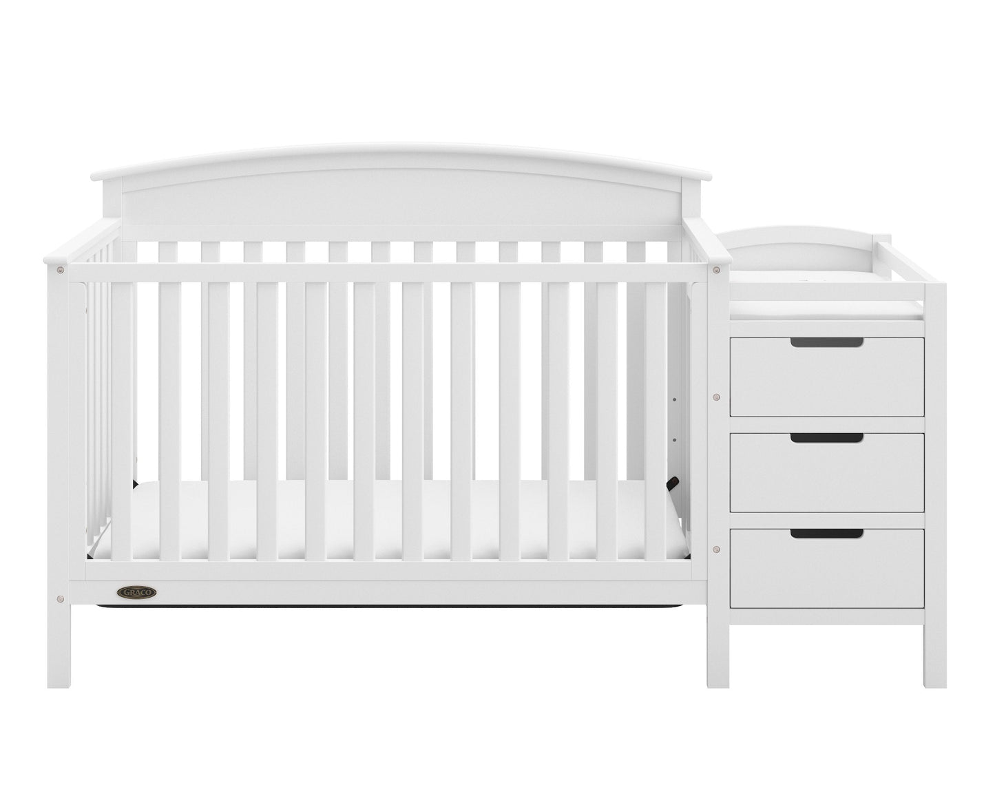 Graco Benton 4-in-1 Convertible Crib and Changer – GREENGUARD Gold Certified, Crib & Changing-Table Combo, Water-Resistant Changing Pad, Converts to Toddler Bed, Daybed and Full-Size Bed (White)