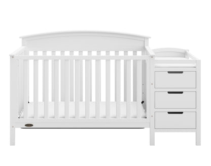Graco Benton 4-in-1 Convertible Crib and Changer – GREENGUARD Gold Certified, Crib & Changing-Table Combo, Water-Resistant Changing Pad, Converts to Toddler Bed, Daybed and Full-Size Bed (White)