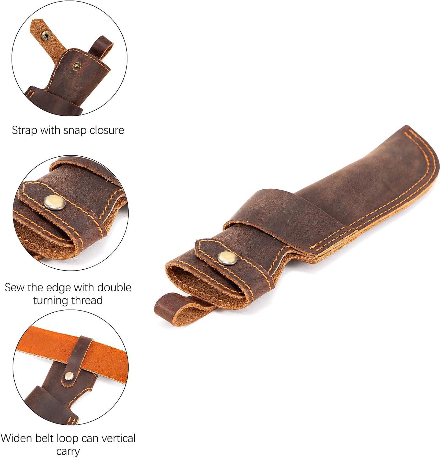 Leather Knife Sheath for Belt, Chef Knife Guard, EDC Belt Organizer for 5 inch Blade Knife