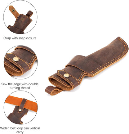 Leather Knife Sheath for Belt, Chef Knife Guard, EDC Belt Organizer for 5 inch Blade Knife
