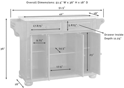Crosley Furniture Alexandria Stone Top Rolling Kitchen Island Storage Cart, Microwave Stand, Spice Rack, Black