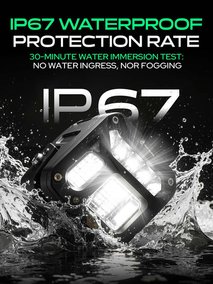 YHTAUTO 4 Inch LED Pod Lights & Light Cover 56W 3800LM 5700K Flood Beam Off Road Camper Working Light Bars for 4x4 Pickup Truck ATV UTV Dirt Bike Motorcycle Boat Trailer IP67 Waterproof Lamp
