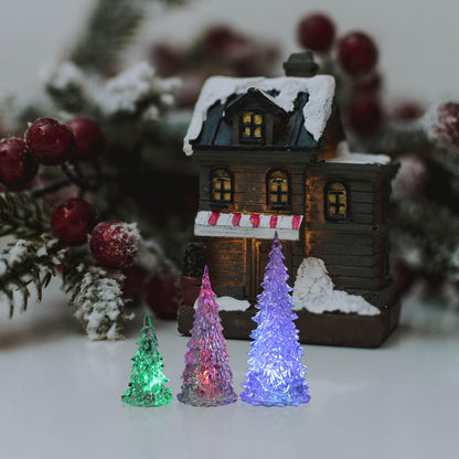 3 Beaupretty Pieces Lighted Christmas Tree Figurine Color Changing LED Acrylic Holiday Tree Christmas Table Top