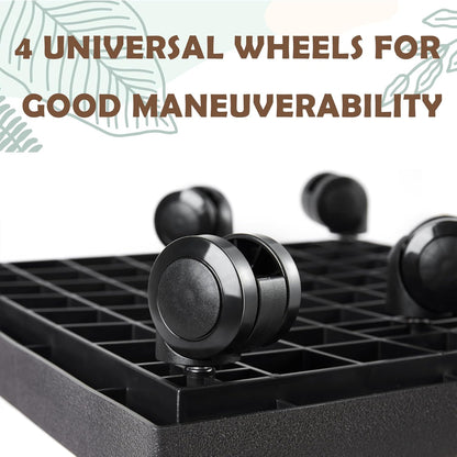 13 Inch Square Rolling Plant Caddy Saucer with Wheels, Heavy Duty Wheeled Planter Stand for Potted Plant, Coaster