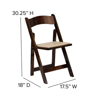 EMMA + OLIVER 4 Pack Fruitwood Wood Folding Chair with Detachable Vinyl Padded Seat