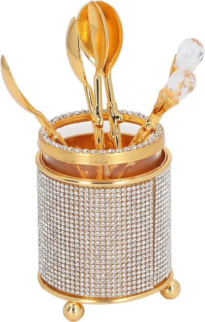 Coffee Spoons Set - 6Pcs Gold Espresso Spoons with Holder, Mini Teaspoons for Coffee, Ice Cream, Dessert