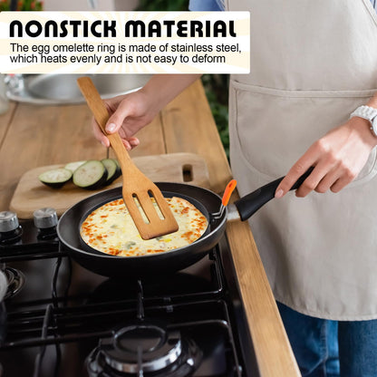 Tioncy 4 Packs Large Omelette Rings for Griddle 8 Inch Stainless Steel Nonstick Pancake Molds Round Omelet Egg Ring Maker with Silicone Handle Grill and Oil Brush for Frying Egg Omelette Muffins