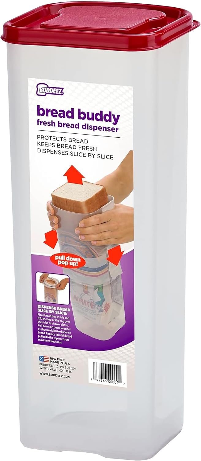 1 Buddeez Bread Buddy Bread Box Keeps Loaves Fresh - Holds Loaf of Sandwich Size Bread