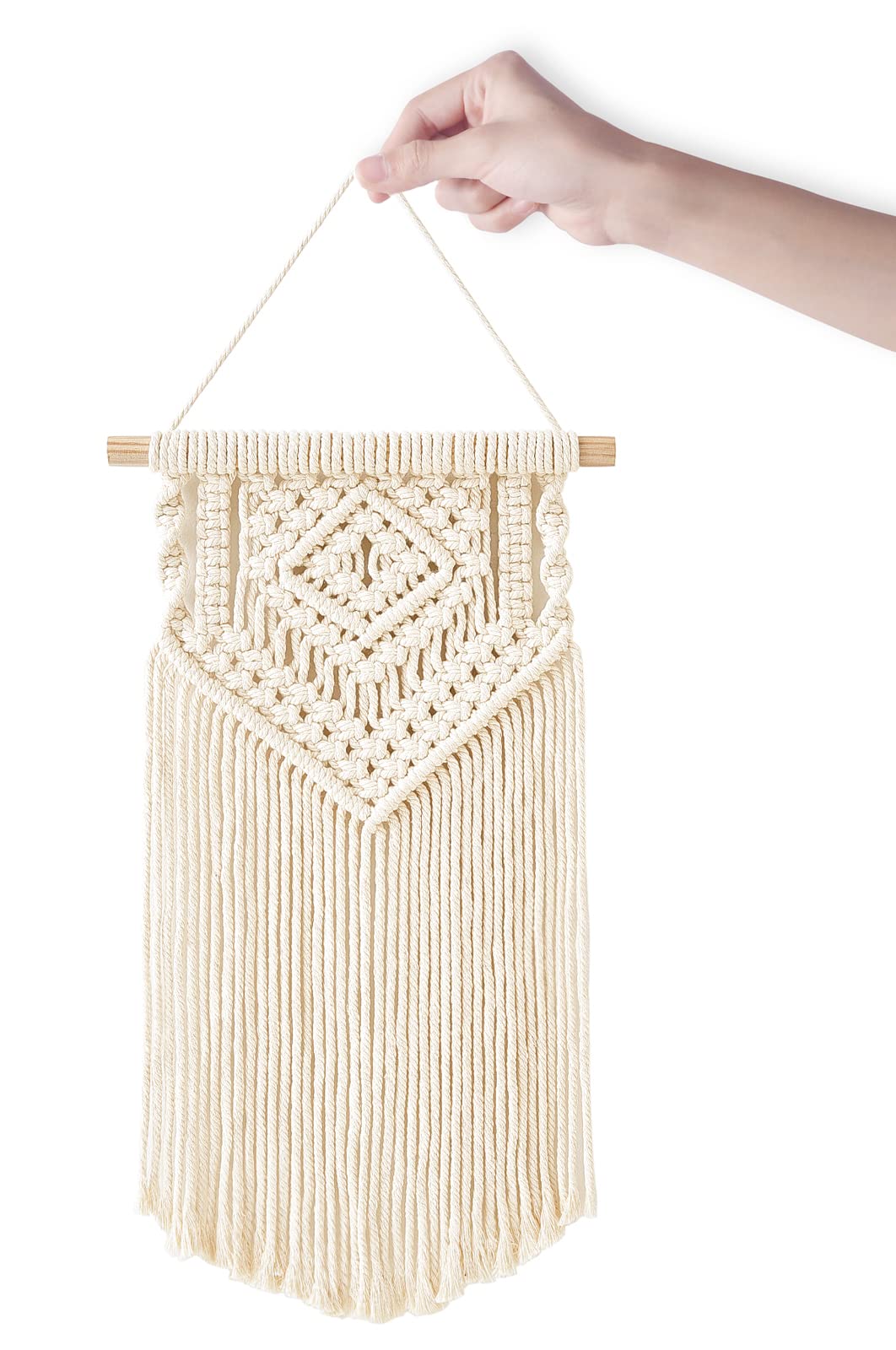 Dahey Small Macrame Wall Hanging 2 Pcs Woven Tapestry Wall Art Decor - Beautiful for Boho Home Bedroom Dorm College Classroom Decor, Apartment, Nursery, Party Decorations, 16.5" L x 10" W and 17.5"x 10"W