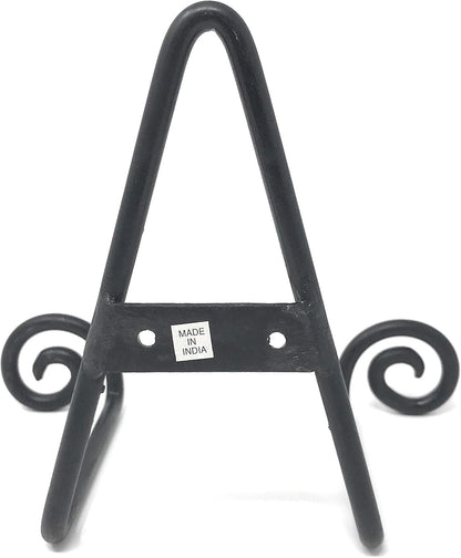 India Handicrafts Swirl Black 5 inch Iron Metal Decorative Display Easel