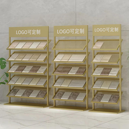 RIYUESHENGHENG Tile Sample Display Stand,Wooden Floor Sample Holder Standing Stone Flooring Display Shelf，Building Material Sample Display Rack Retail Rack，for Shops Exhibition Halls Events