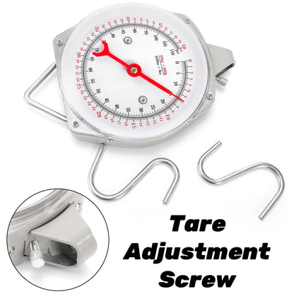 Acshio Precision Hanging Scale, 110 LB / 50KG Spring Dial Weight Scale Large Game Scale, Heavy Duty Mechanical Kitchen Weighing Food Scale for Market, Feeding, Kitchen