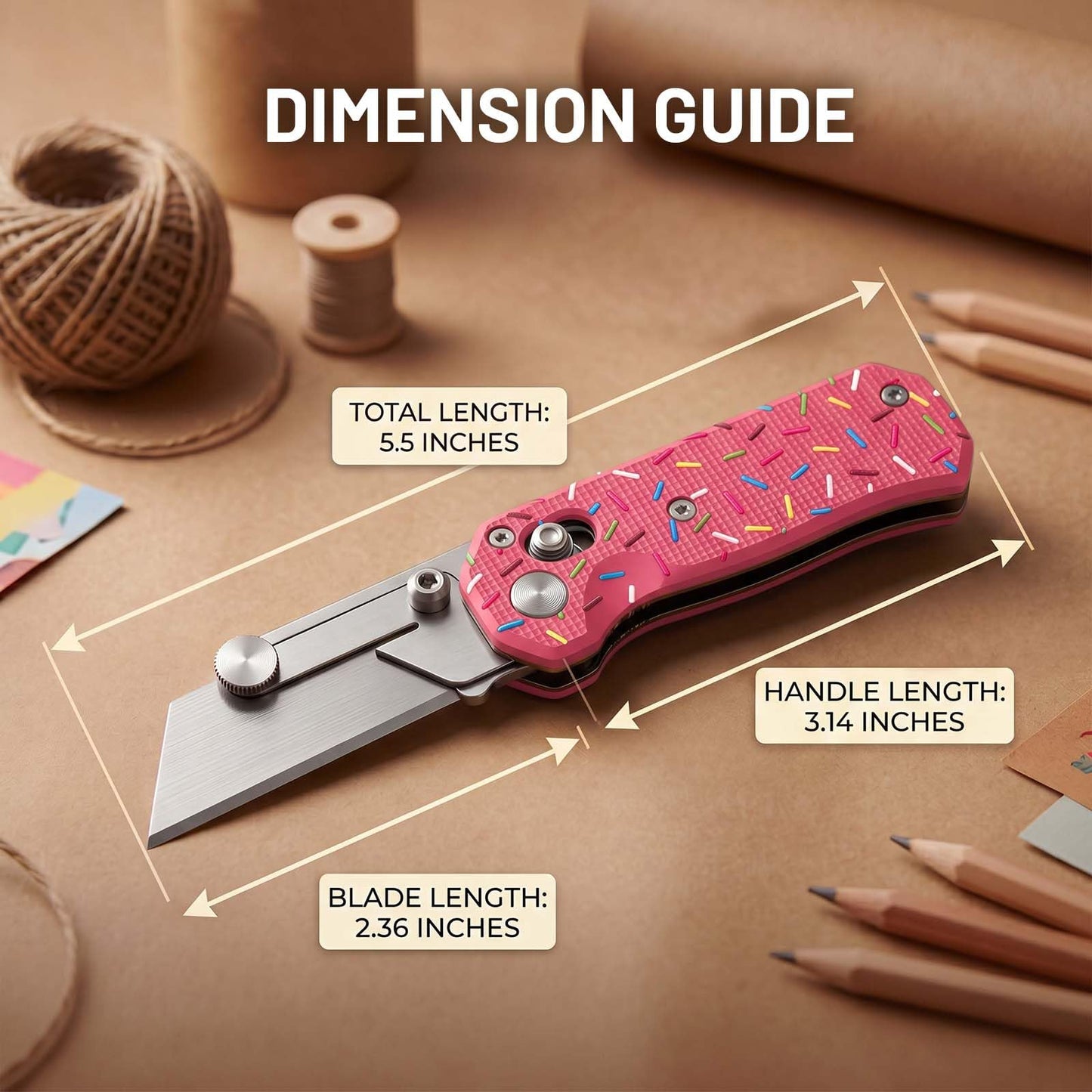 Folding Utility Knife for Women Men,Quick Change Box Cutter with 10Pcs SK5 Replaceable Blades,EDC Razor Knife for Cartons,Cardboard,Boxes,Christmas Stocking Stuffers Gifts for Men Husband Women(pink)
