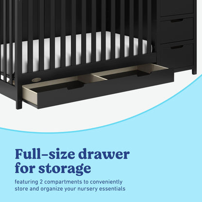 Graco Hadley 5-in-1 Convertible Crib & Changer – GREENGUARD Gold Certified, Fits Standard Crib Mattress, Converts to Toddler Bed and Full Bed, 4 Adjustable Mattress Heights (Black)