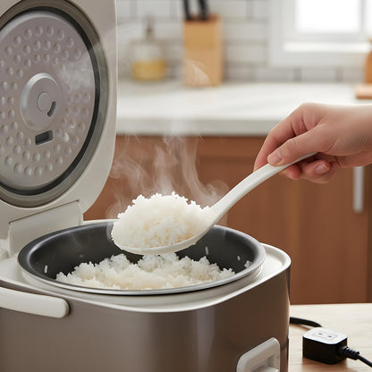 Curved Standing Rice Spoon Paddle, 2Pcs Non Stick Rice Scooper Potato Serving Spoon, Heat Resistant Cooker Scoop Paddle