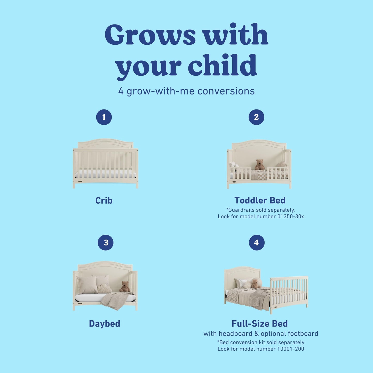 Graco Paris 4-in-1 Convertible Crib – GREENGUARD Gold Certified, Converts to Toddler Bed and Daybed, Fits Standard Full-Size Crib Mattress, Adjustable Mattress Support Base (Frosted Oat)