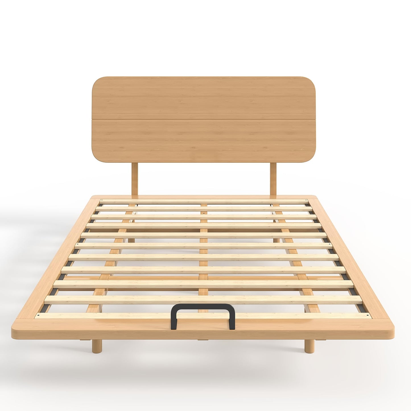 Bellemave Queen Size Bamboo Bed Frame with Headboard,Bamboo Floating Platform Bed Frame Queen Size with Charging Station and Wood Slats,Easy Assembly,Natural