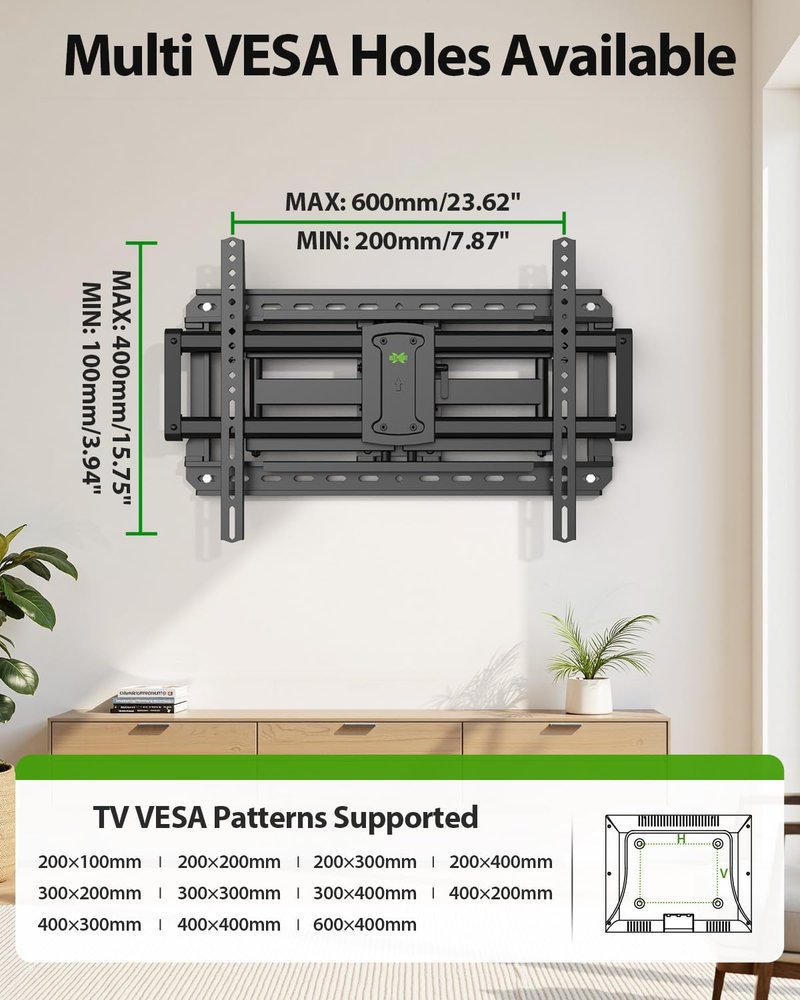 USX MOUNT Full Motion TV Wall Mount for Large TVs 42-97 Inch up to 150 lbs, Wall Mount TV Bracket with Swivel and Tilt, Fits 16",18", 24" Wood Studs, Max VESA 600x400mm Fit 65+ 75+ 85 86 90 TVs XML025