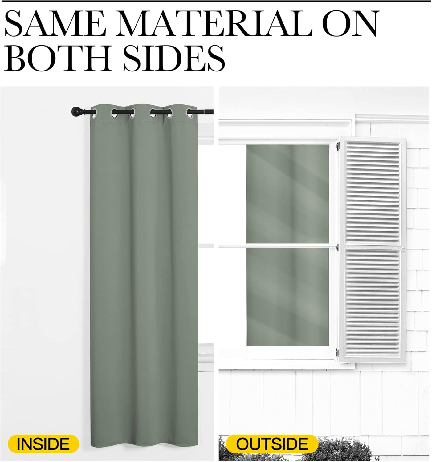 NICETOWN Greyish Green Blackout Curtains - 86" Long | Sound Reducing & Energy Efficient | 55" Wide, 2 Panels