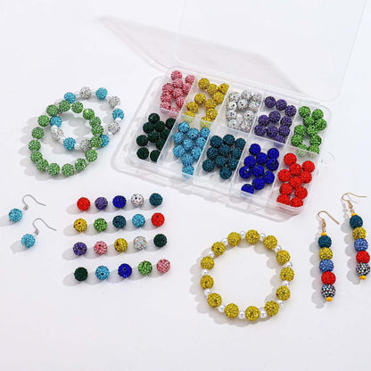 MINIMISSMIANYC 100PCS Rhinestone Beads Jewelry Making kit，10mm Crystal Color Round Sparkle Clay Beads Disco Ball Bulk Baseball Necklace Bracelets Earrings Keychain Bag Charm DIY Crafts