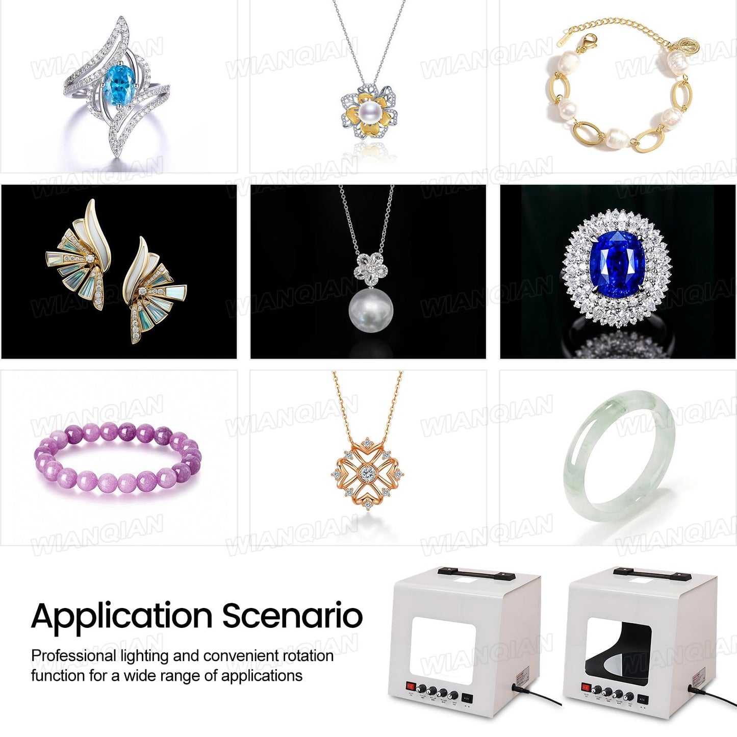 Portable Photo Studio Light Box, Jewelry Photography Box Kit, Jewelry Photography Light Box Kit, 20,000 Lux / 22,000 Lux, Bidirectionally Adjustable Speed, For Small Items Photography Video TB200