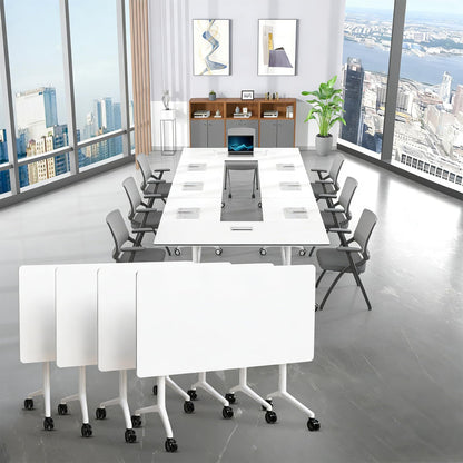 6 Pack Conference Room Tables,Mobile Folding Conference Table with Wheels,Modern Training Locking Rolling Meeting Conference Tables with Flip-Top for Office Classroom Business,6-12 Person,61IN