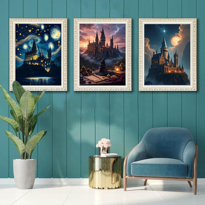 EIBEILI Diamond Art Kits for Adults - 3 Pack Magic Castle 5D Diamond Painting Kits for Beginner,DIY Magic Hat Gem Art Full Drill Diamond Dots Crystal Craft Kits for Home Wall Decor Gifts 12x16inch