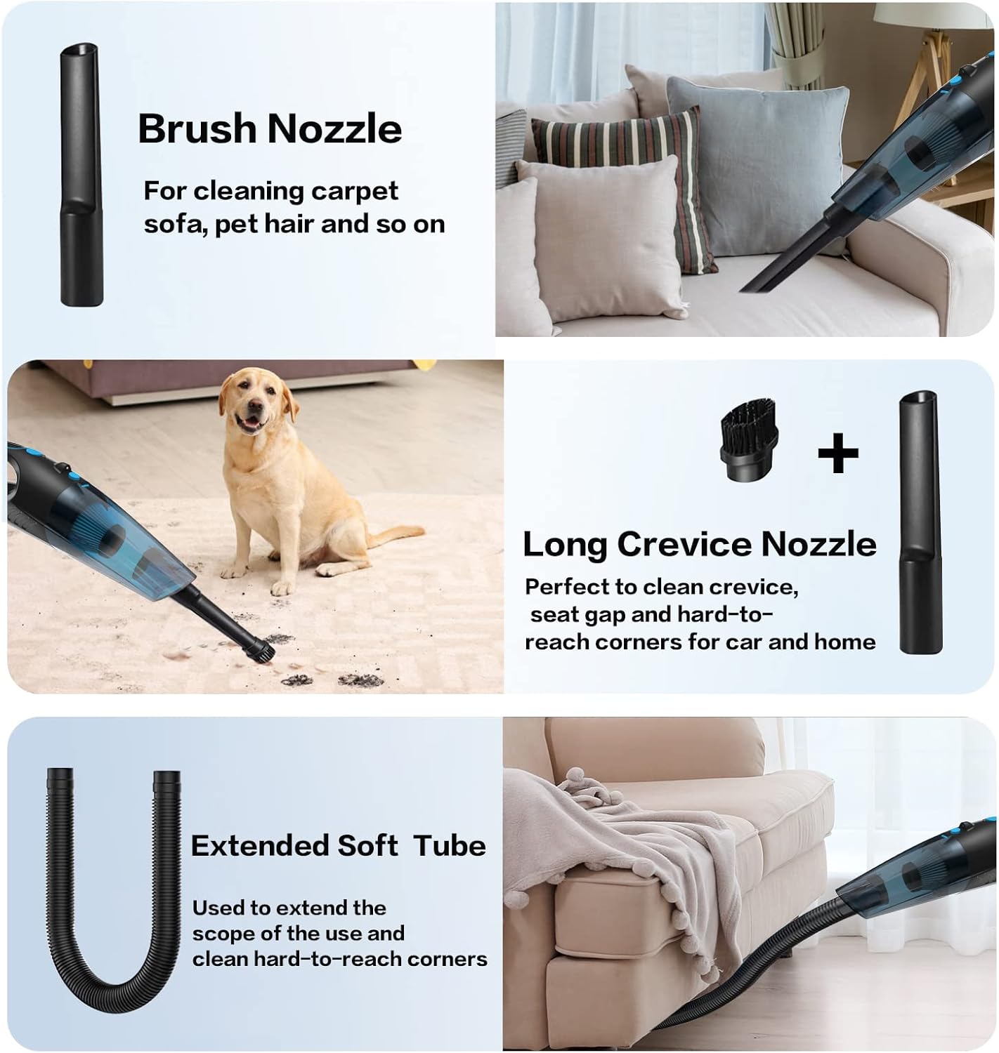 SEALON GV02 Cordless Handheld Vacuum Cleaner with 10K PA Suction Power, Ideal for Cleaning Curtains and Pet Hair
