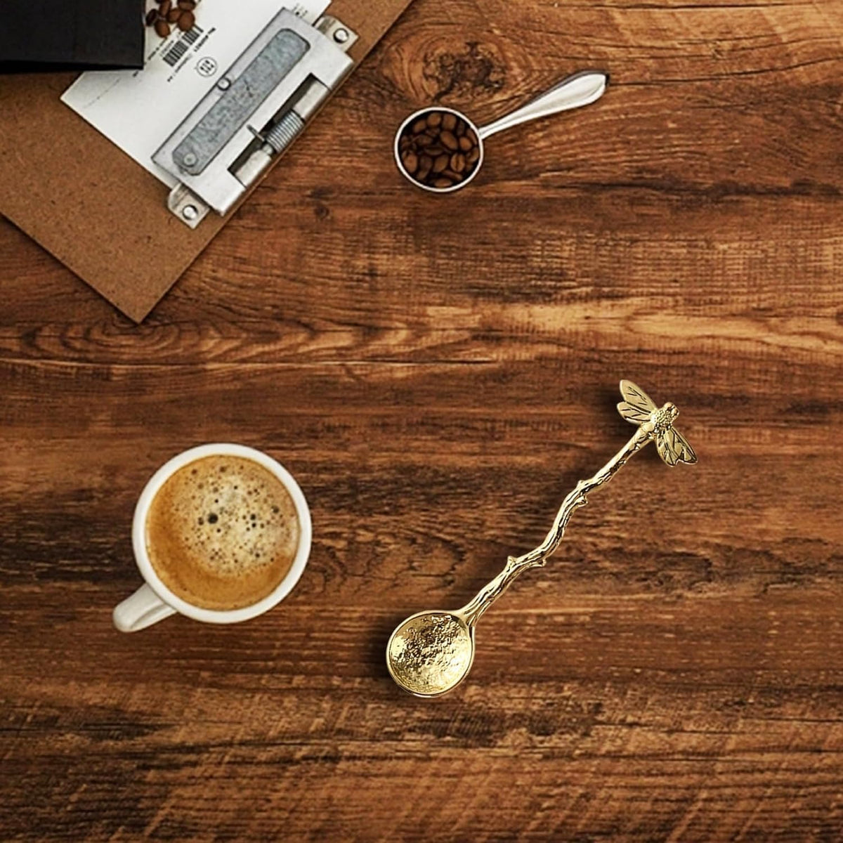 Gold Retro Dragonfly Spoon, Stainless Steel Coffee Teaspoon, Creative Sugar Spoon for Kitchen