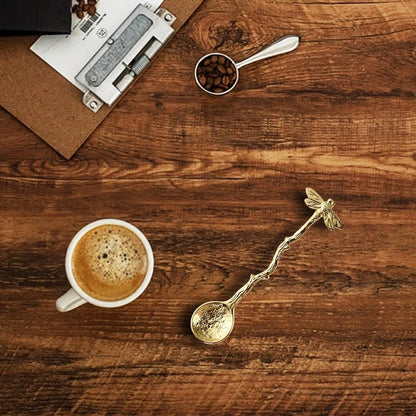 Gold Retro Dragonfly Spoon, Stainless Steel Coffee Teaspoon, Creative Sugar Spoon for Kitchen