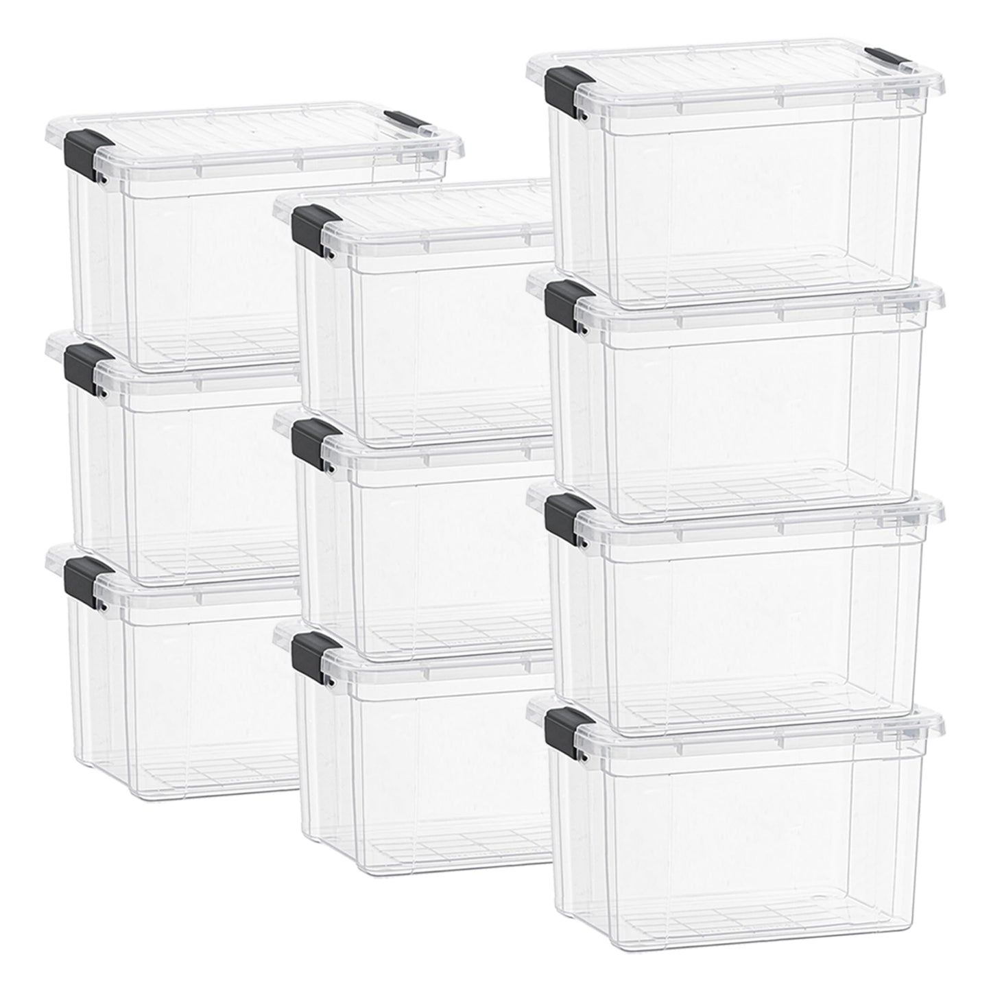 Superio Clear Storage Box with Lid, 49 Quart Plastic Container Bins for Organizing, Stackable Crates, BPA Free, Non Toxic, Odor Free, Organizers for Home, Office, School, and Dorm, 10 Pack