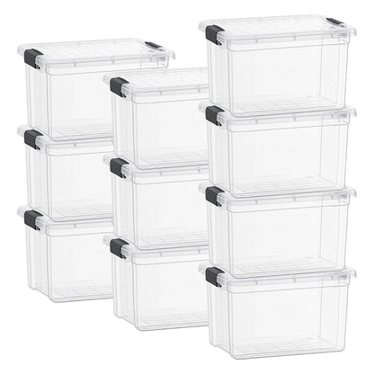 Superio Clear Storage Box with Lid, 49 Quart Plastic Container Bins for Organizing, Stackable Crates, BPA Free, Non Toxic, Odor Free, Organizers for Home, Office, School, and Dorm, 10 Pack