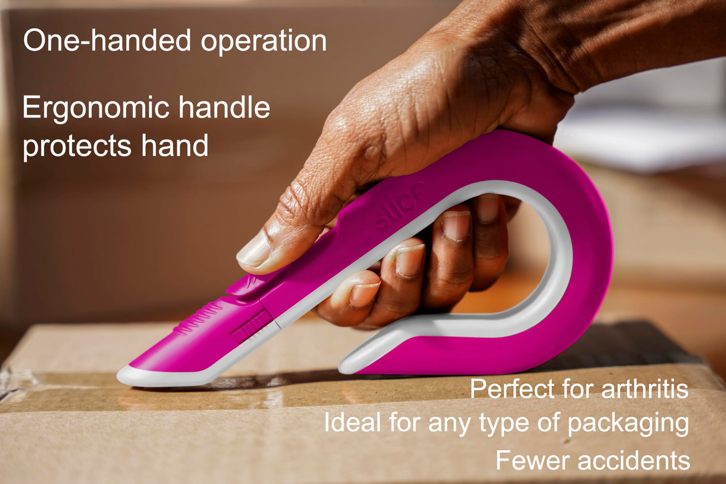 Slice Box Cutter, Heavy Duty Utility Knife, Safe Ceramic Blade Lasting 11x Longer than Metal, Pink, 1 Pack