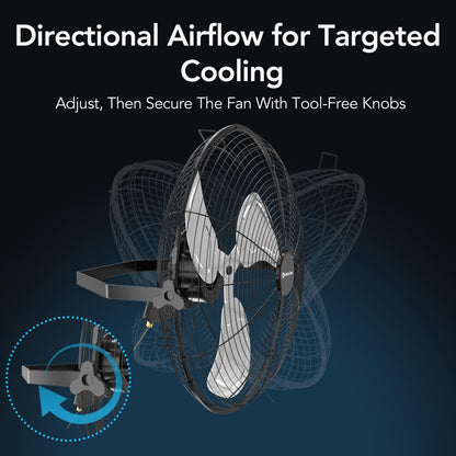 Comfort Zone 20-inch Industrial High Velocity Fan – Heavy Duty All-Metal Floor & Wall Mount Fan, 3-Speed High Power Cooling for Garage, Workshop, or Warehouse – Sealed Motor & Balanced Aluminum Blades
