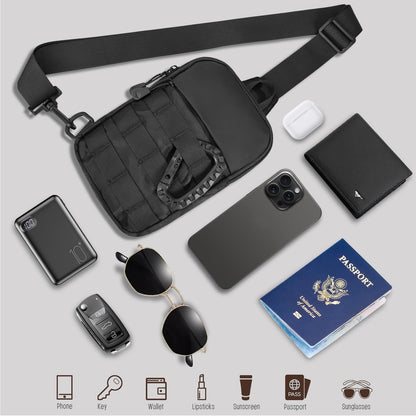 Small Sling Bag for Men, Tactical Inspired Waterproof Utility EDC Mini Crossbody Chest Bag for Travel Work Sport