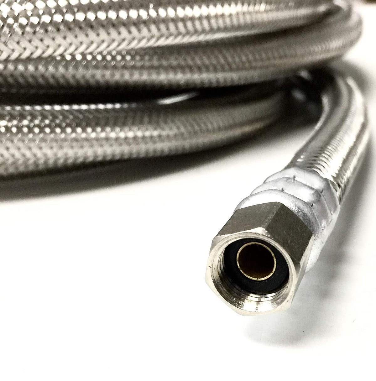 10 FT Stainless Steel Braided Ice Maker Hose with 1/4" Comp Connection