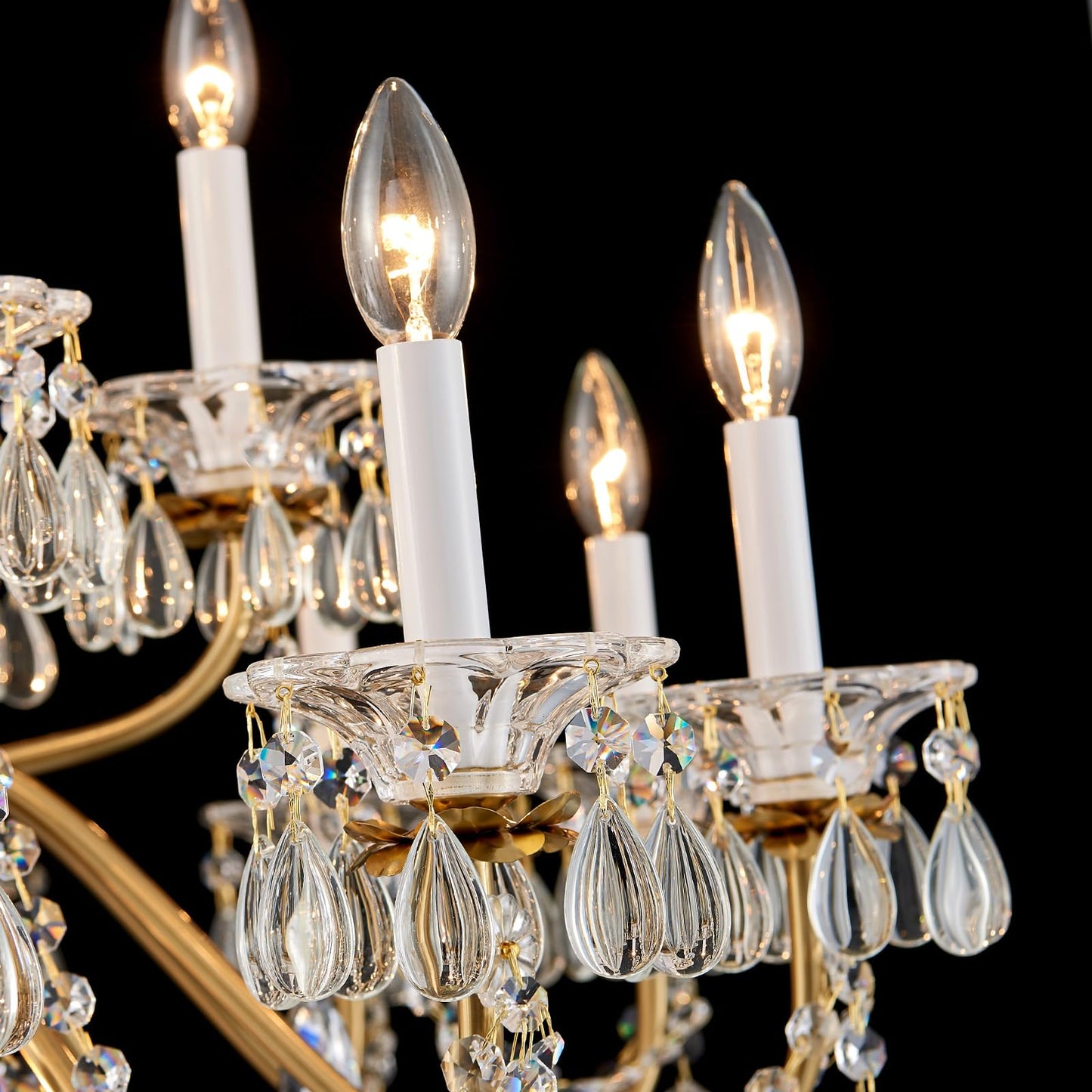 SHEKAITAO Vintage 2 Layers Crystal Chandelier for High Ceilings, 18-Light Brass Chandelier, Pendant Ceiling Light Fixture for Living Room Hallway Lobby Foyer Entrance Hotel Banquet Hall, Dia 37"