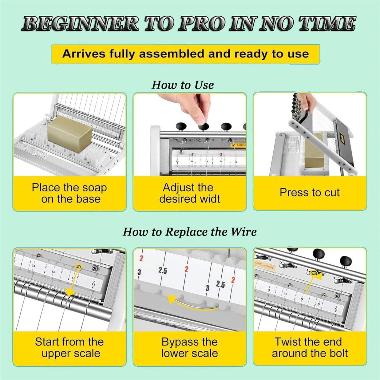 Soap Making Molds,Adjustable Multi-Wire Handmade Soap Cutter Machine – 2/2.5/3cm Thickness for Loaf Soap, Candles, Cheese, Butter & DIY Projects