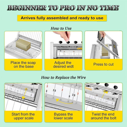 Soap Making Molds,Adjustable Multi-Wire Handmade Soap Cutter Machine – 2/2.5/3cm Thickness for Loaf Soap, Candles, Cheese, Butter & DIY Projects