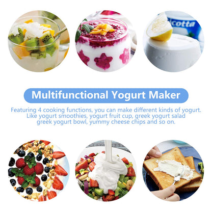 Bear Yogurt Maker, Greek Yogurt Maker Machine with Strainer and Timer Control, Stainless Steel Inner Pot, Automatic Digital with 2 Glass Jars 1 Quart for Home Organic Yogurt, Cheese, Fruit Wine