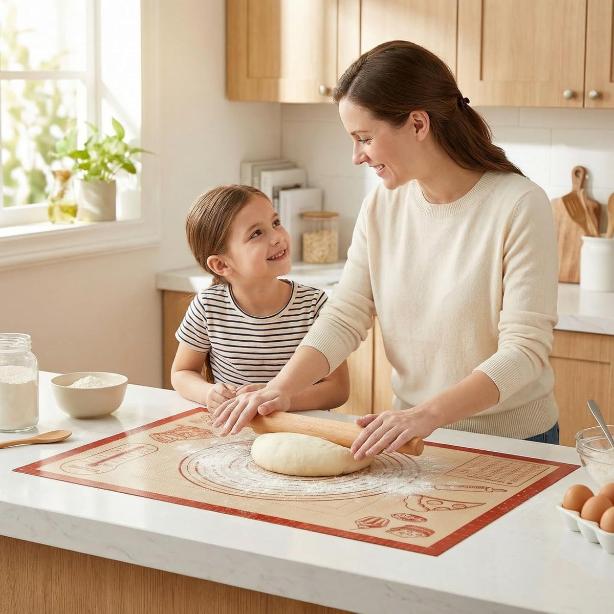 Silicone Baking Pastry Dough Mat - Extra Large 28x20 Inch Nonstick Rolling Mat for Cookies & Bread