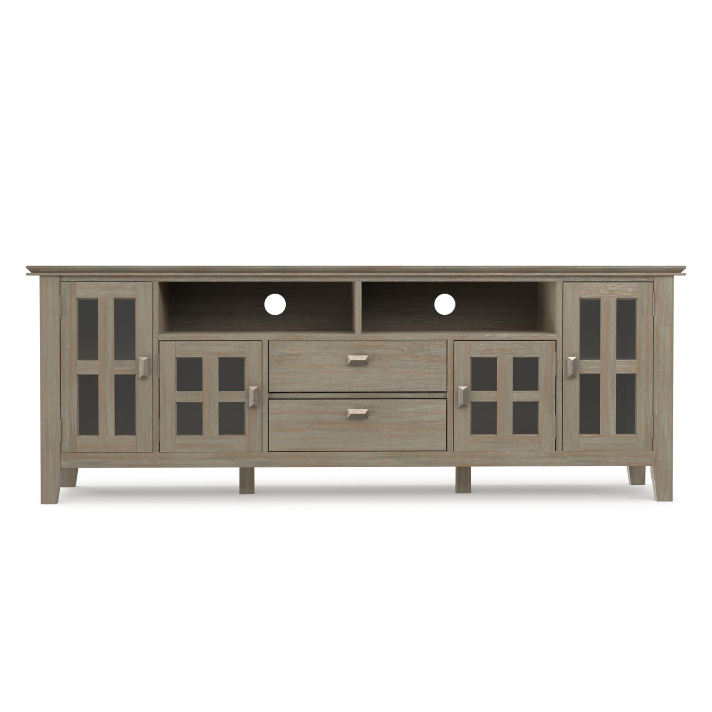 SIMPLIHOME Artisan TV Stand - 72 inch Wide Solid Wood Media Console in Distressed Grey, Contemporary Entertainment Center for Living Room for TVs up to 80 Inches with Drawers and Cable Management