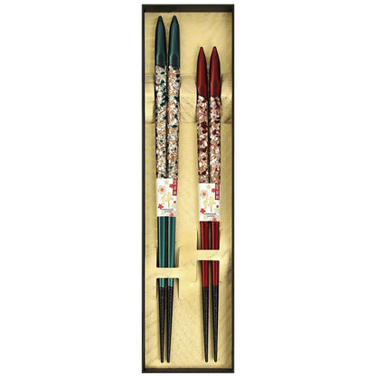 Premium Japanese Chopsticks Reusable 2prs Set [Made in Japan] Featuring Mother of Pearl Inlay and Traditional Lacquered Wooden Chopsticks B (Aurora Pearl 2prs(MK051))