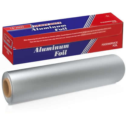 Aluminum Foil Roll 18"x 500 feet (1 Pack) - Aluminum Foil Heavy-Duty, Commercial Grade for Food Service Industry - Silver Foil for Cooking & Roasting